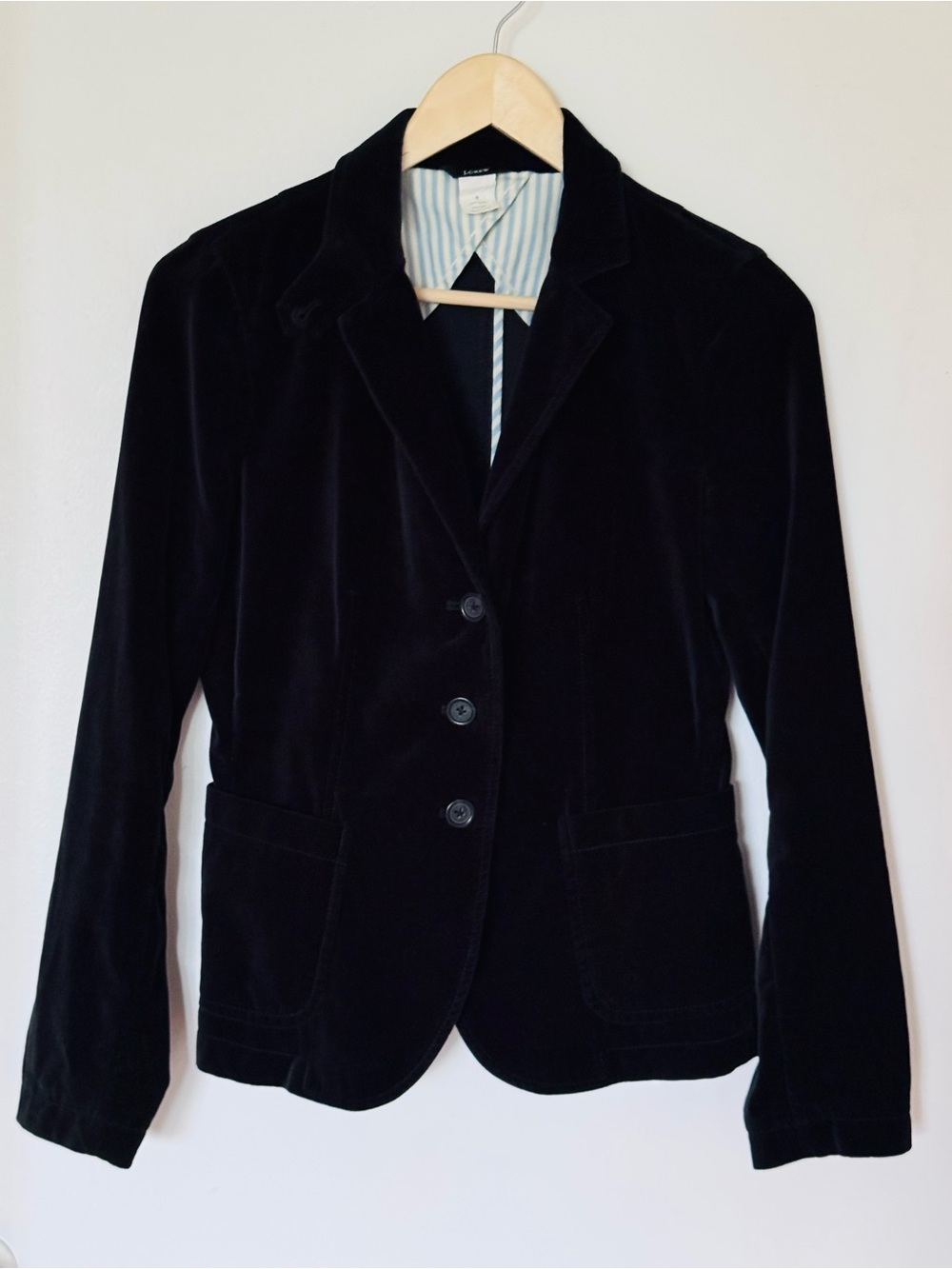 J. Crew Black Velvet Three-Button Blazer